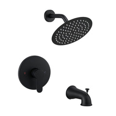 Faucet Modern Matte Black Shower Faucet, Tub and Shower Trim Kit with Single-Spray Touch-Clean Black Shower Round Head, Matte Black (Valve Not Included)
