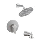 Faucet Modern Brushed Nickel Shower Faucet, Tub and Shower Trim Kit with Single-Spray Touch-Clean Brushed Nickel Round Shower Head, Brushed Nickel (Valve Not Included)