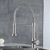 Commercial Kitchen Faucet with Pull Down Sprayer, Single Handle Single Lever Kitchen Sink Faucet