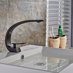 Black Bathroom Faucet, Brushed Black Faucet for Bathroom Sink, Black Single Hole Bathroom Faucet Modern Single Handle Vanity Basin Faucet