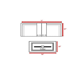 Pre-Built Outdoor Conversation Set for 2 with Cushions & Concrete Fire Table