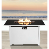 43" Rectangular Fire Pit with Smoked Glass and Metal Frame