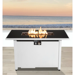 43" Rectangular Fire Pit with Smoked Glass and Metal Frame