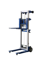 Blue Fixed-Base Manual Hand Crank Stacker,400lbs capacity, 122Max lift height, Blue