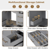 30" Bathroom Vanity with Ceramic Sink, Soft-Close Door with Built-in Shelf, Deep Drawer, Standard Drawer, Long Divider Drawer, Ample Storage Cabinet for Bathroom, Modern & Functional Design