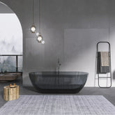 68.9 inch translucent grey blue oval freestanding soaking bathtub for bathroom