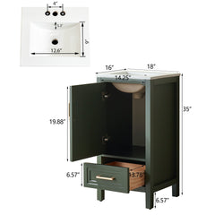 Fully Assembled 18'' Green Freestanding Single Bathroom Vanity with Top