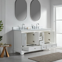 Fully Assembled 60'' Freestanding Double Bathroom Vanity with Artificial Stone