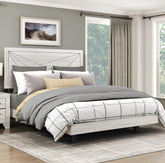 Contemporary Gray Oak Finish King Bed Durable Wooden Bedroom Furniture 1pc Line Pattern Headboard