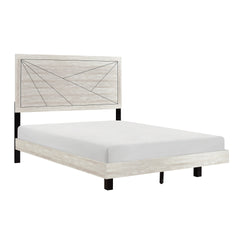 Contemporary Gray Oak Finish King Bed Durable Wooden Bedroom Furniture 1pc Line Pattern Headboard