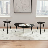Xander Black 3-piece Triangular Coffee and End Table Set