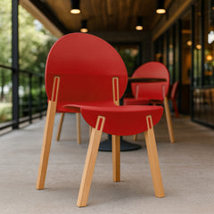 Holiday - 4-Pack Crimson Chairs – Red Oak Wood Legs & PP Seat, Indoor Dining & Living Room Furniture Set