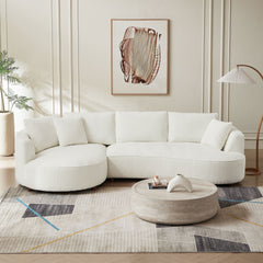 122.04 inch Oversized Sectional Sofa, Modern Couch with Chaise, Comfy Sofa Couch with Left Facing Chaise, White Corduroy Sofa
