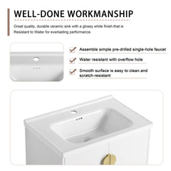 28 Inch Soft Close Doors Bathroom Vanity With Sink, For Small Bathroom (KD-Packing)