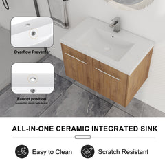 30 Inch Soft Close Doors Bathroom Vanity With Sink, For Small Bathroom,(KD-Packing)