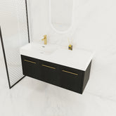 48 Inch Wall-Mounted Bathroom Vanity with Sink, Thick Edged Resin Basin, KD-Package