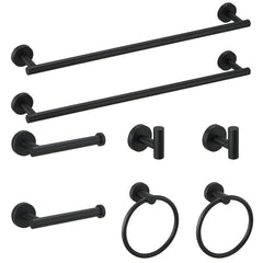 8-Pieces Black Bathroom Accessories Set, Stainless Steel Bathroom Hardware Set, Bath Towel Bar Set, Towel Racks for Bathroom Wall Mounted.