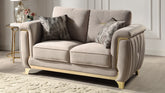 Leena Contemporary Style Upholstery Loveseat Made with Wood in Gold accent & Beige