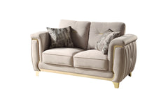 Leena Contemporary Style Upholstery Loveseat Made with Wood in Gold accent & Beige