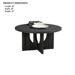 Contemporary Style 3pc Table Set 1x Round Coffee Table 2x Round End Table Cross Arch Base Gray Finish