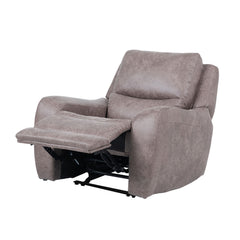 Contemporary Style Power Recliner High Density Foam Soft Track Arms Hardwood Frame Oversized Seat Brown Finish