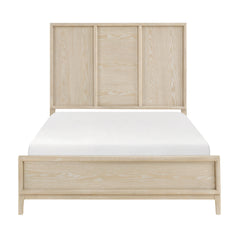 Contemporary California King Size Panel Bed Light Brown Finish Wooden Bedroom Furniture 1pc