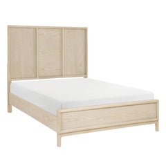 Contemporary California King Size Panel Bed Light Brown Finish Wooden Bedroom Furniture 1pc