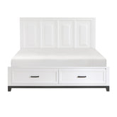 White Finish California King Platform Bed with Storage Drawers Wooden Bedroom Furniture 1pc