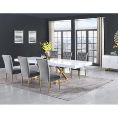 Velvet Tufted Dining Chair Set of 2, Upholstered Kitchen Side Chair Set, Gray