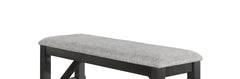 Cottage Style 1pc Upholstered Seat Wheat Charcoal Finish Bench Dining Room Bedroom Wooden Furniture Standard Height