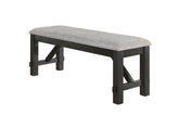 Cottage Style 1pc Upholstered Seat Wheat Charcoal Finish Bench Dining Room Bedroom Wooden Furniture Standard Height