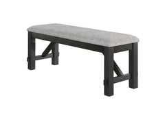 Cottage Style 1pc Upholstered Seat Wheat Charcoal Finish Bench Dining Room Bedroom Wooden Furniture Standard Height