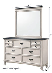 Beautiful Farmhouse Two-Tone Finish 1Pc Dresser Storage Drawers Bedroom Furniture Black Nickel Hardware