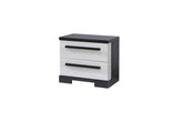 1pc Contemporary 2-Drawer Storage Nightstand Chalk White and Black Finish Wooden Bedroom Furniture