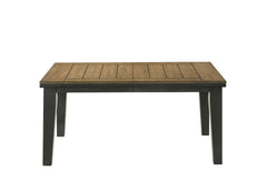 1pc Contemporary Style Dining Rectangular Table with18" Leaf Tapered Block Feet Wheat Charcoal Finish Dining Room Solid Wood Wooden Furniture