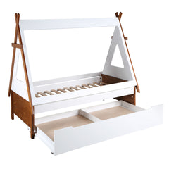 Oak and White Twin Tent-shaped Bed