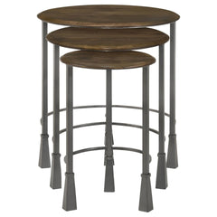 Natural and Gunmetal 3-Piece Nesting Table