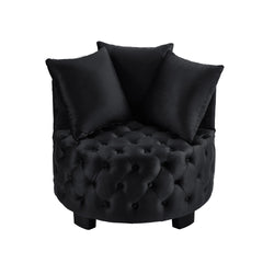 Contemporary Upholstered Tufted Leisure Chair Accent Chair,Black