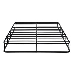 Eastern King Mattress Foundation 1pc Black Metal Frame with Textured Fabric Cover