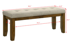 1pc Tailored Bench Tufted Upholstered Soft Neutral Fabric Luxurious Comfort Modern Wooden Dining Room Furniture