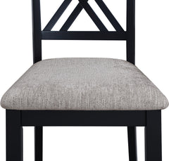 7-Pc Dinette Set Light Black Gray Rectangular Table Grey Upholstered Chairs Transitional Dining Room Wooden Dining Set Furniture