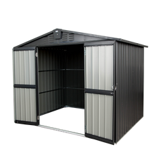 Outdoor Storage Shed 8.2'x 6.2', Metal Garden Shed for Bike, Trash Can, Galvanized Steel Outdoor Storage Cabinet with Lockable Door for Backyard, Patio, Lawn (8.2x6.2ft, Dark Gray)