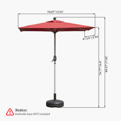 Rectangle Patio Umbrella with Crank Lift and Tilt Function, Brick Red (Base not included)