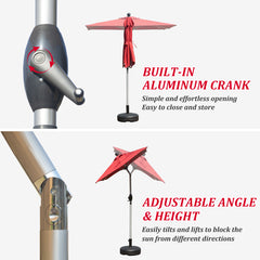 Rectangle Patio Umbrella with Crank Lift and Tilt Function, Brick Red (Base not included)