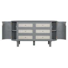 Full Murphy Bed with Hidden Storage & Modern Woven Design,Gray