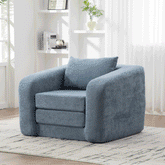 40" Foldable Single Sofa Bed with Armrest & Backrest, Convertible Chenille Boneless Cloud Floor Mattress Sleeper Lounge Accent Chair with Pillow for Apartment Living Room Bedroom Dorm Guest,Light Blue