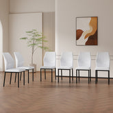 6-piece set of white and black light luxury PU dining chairs: ergonomic backrest, 36.7 inches high, suitable for multiple scenarios.Set of 6 WHITE PU Material High Resilience Dining Chairs.