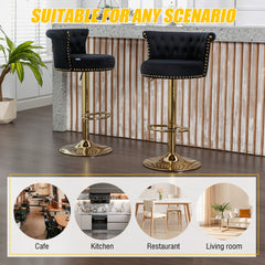 UNITED WE WIN Velvet 360 ° Rotating Bar Chair, Handmade Backrest with One Click Adjustable Height Bar Chair, Very Soft Pillow Kitchen Dining Chair, Modern Bar Chair on Kitchen Island, Cafe 2PC/SET