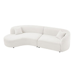 Luxury Modern Style Living Room Upholstery Curved Sofa with Chaise 2-Piece Set, Left Hand Facing Sectional, Boucle Couch, White(Same Sku:W876S00101)