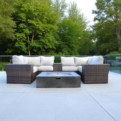 Fully Assembled 4-Person HDPE Wicker Patio Seating Set with Cushions
